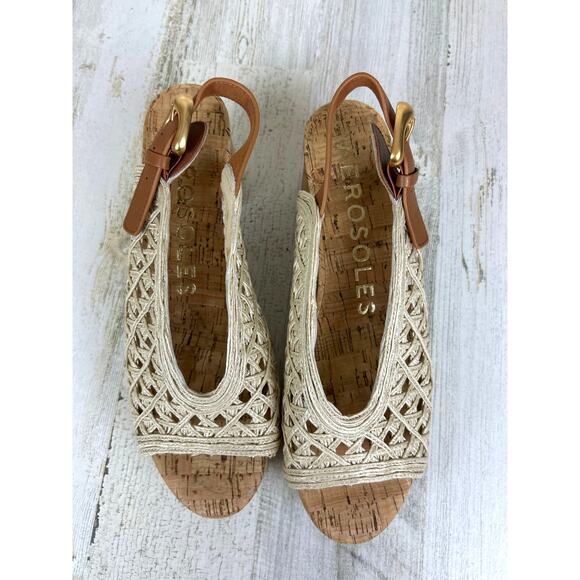 Aerosoles Women’s 8 Cornelia Cream Embroidered Raffia Fabric Platform Sandal NEW - Picture 2 of 9